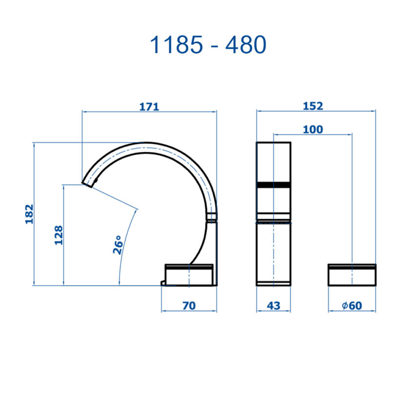 Torneira de Mesa Fani Elo 480 Com Acionamento Lateral - Imagem 2
